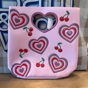 NWT Bath & Body Works reusable bag pink hearts and cherries 🍒